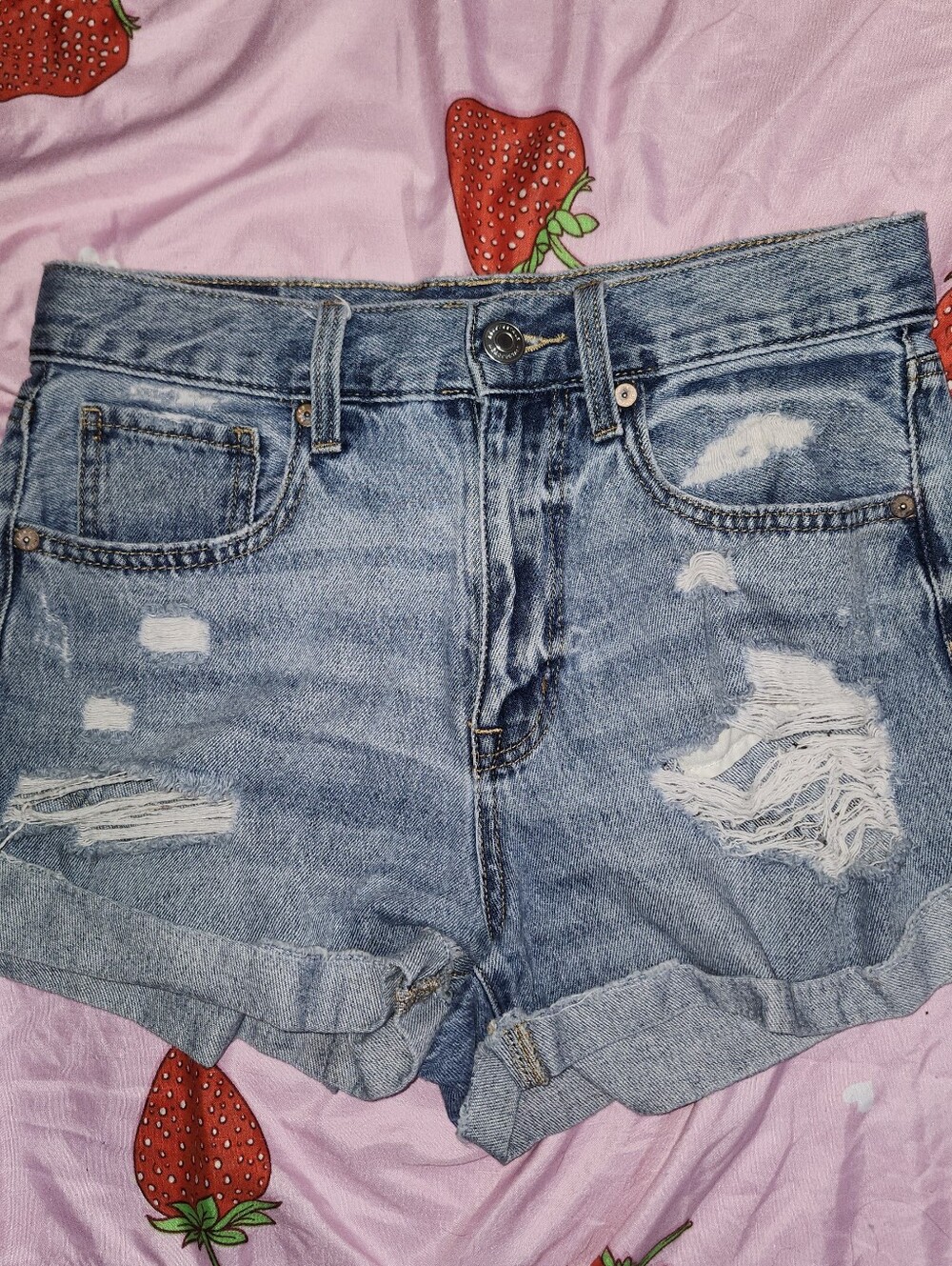 Aeropostale blue distressed mom shorts women's size 8